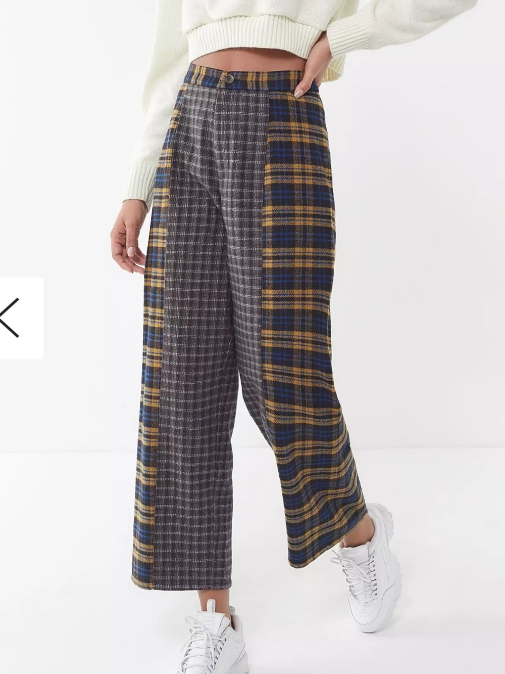 Urban Outfitters Mixed Plaid Pants in Gray, Yellow & Blue